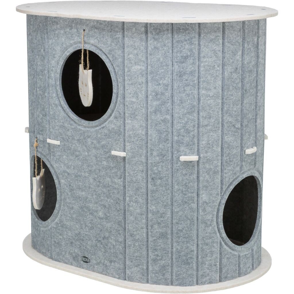 TRIXIE Schlafhöhle Zweistöckige Katzenhöhle Mara aus Filz - sand/grau - 66 × 62 × 46 cm