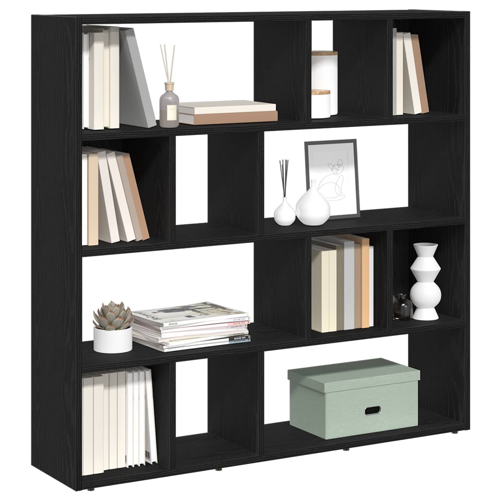 vidaXL Raumteiler Bücherschrank/Raumteiler Eiche schwarz 105x24x102 cm, 1-tlg. – Bild 3 von 5