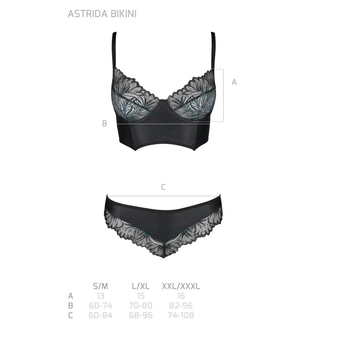 Passion-Exklusiv Set: set Astrida (L/XL,S/M,XXL) Schalen-BH - PE 2pcs black bikini