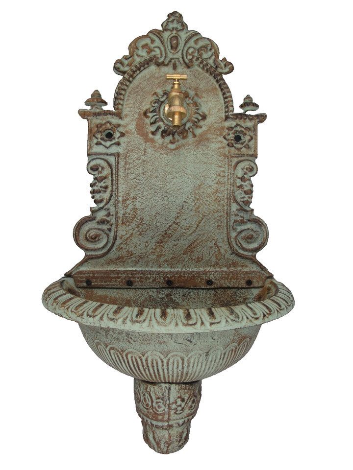 Gremegro Gartenbrunnen Waschbecken Wandbrunnen Gusseisen Ausgußbecken Antik Stil grün 75cm