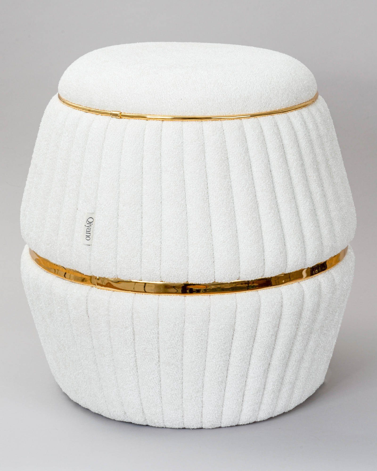 Qiyano Hocker Sitzhocker Teddy Weiß - günstig online kaufen