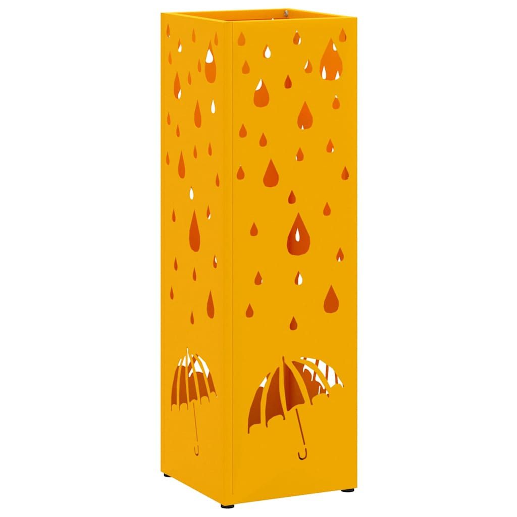 vidaXL Schirmständer Regenschirmständer mit Speicher Senf 15,5 x 15,5 x 49 cm Stahl (1 St)