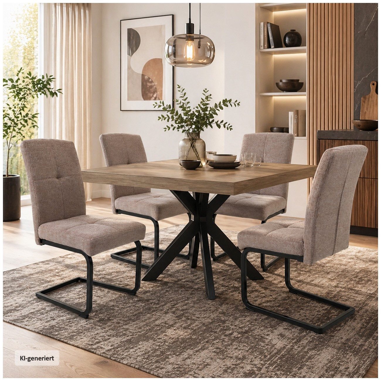 HTI-Living Esszimmerstuhl Schwingstuhl 4er Set Kinsey Braun (Set, 4 St), Freischwinger Esszimmerstuhl