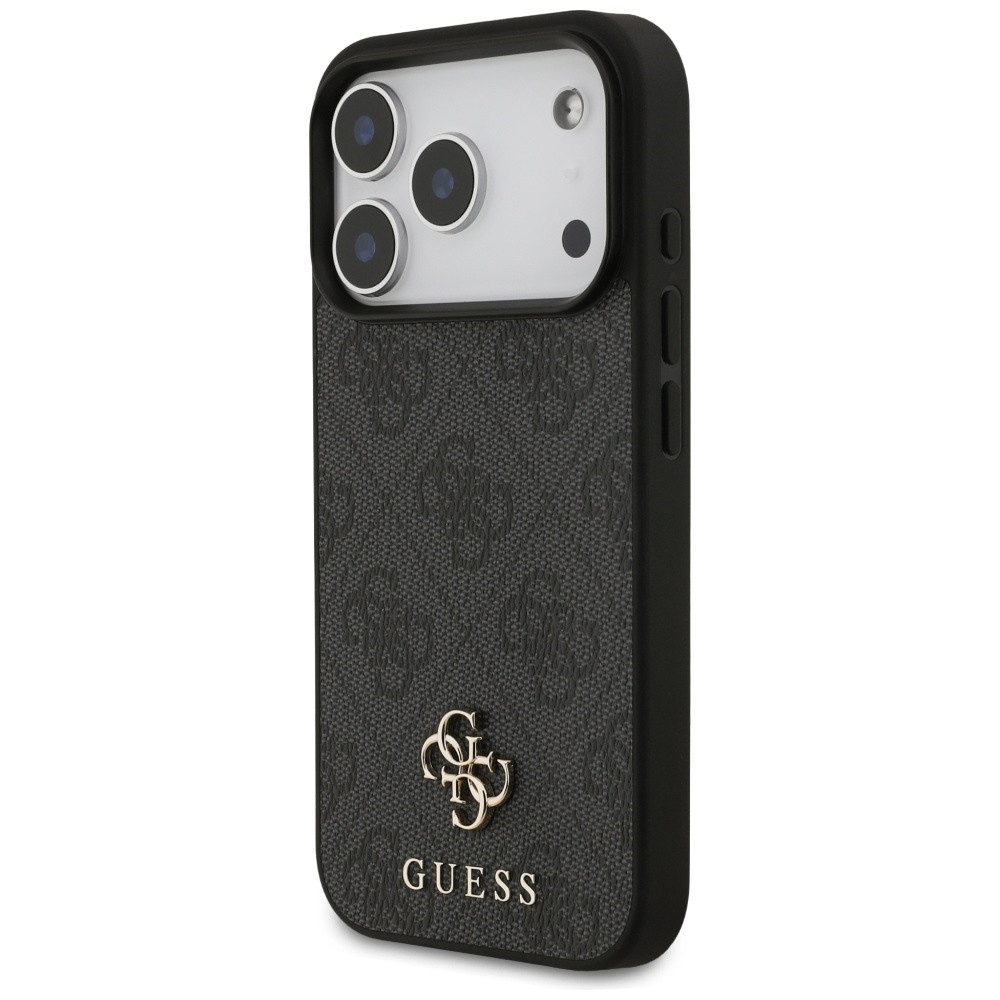 Guess Handyhülle Case iPhone 17 Pro MagSafe Kunstleder grau Logo goldfarben 6,3 Zoll, Kantenschutz – Bild 2 von 5