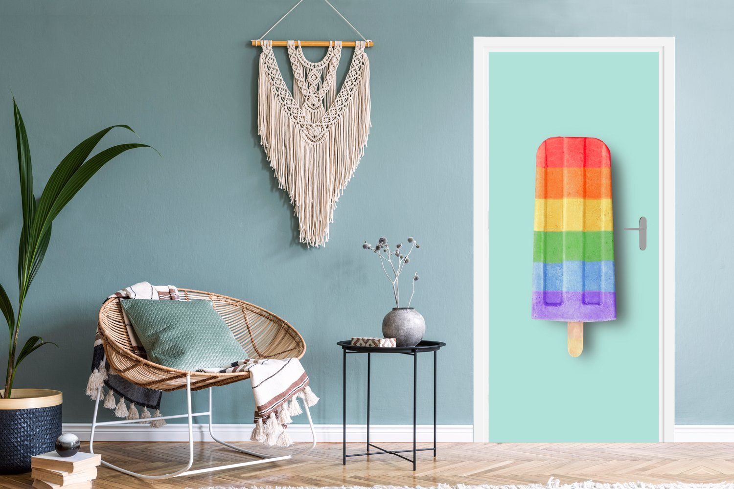 MuchoWow Türtapete Regenbogen-Eiscreme, Fototapete Türaufkleber, bedruckt, 75x205 Matt, St), (1 Tür, für cm