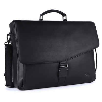TUSC Businesstasche Zeron, Premium Ledertasche für Laptop bis 17,3 Zoll mit Vintage Stil