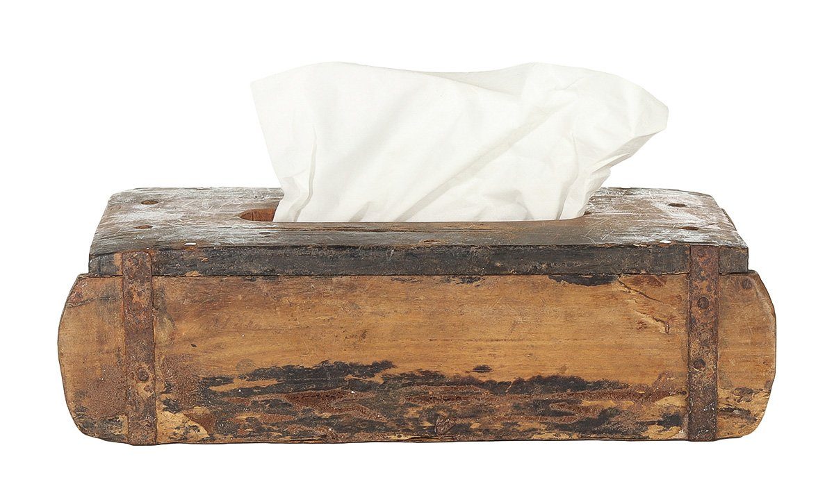 Holzkiste Ziegelform Holz Tissuebox Braun ca.31x15cm Kosmetiktuch-Box