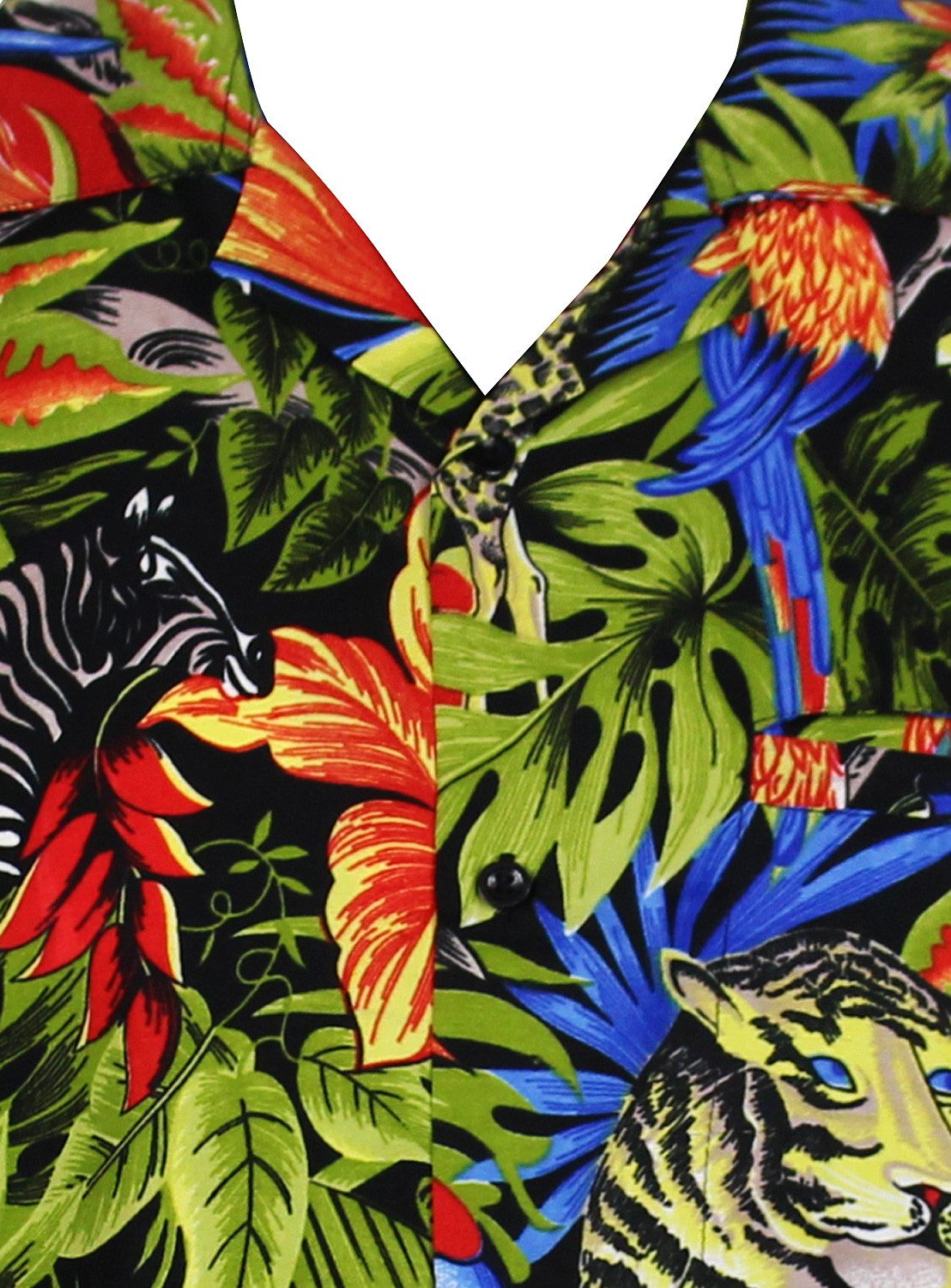 King Kameha Hawaiihemd Jungle Funky Hawaii-Hemd Herren Kurzarm Front-Tasche Stylish Unisex