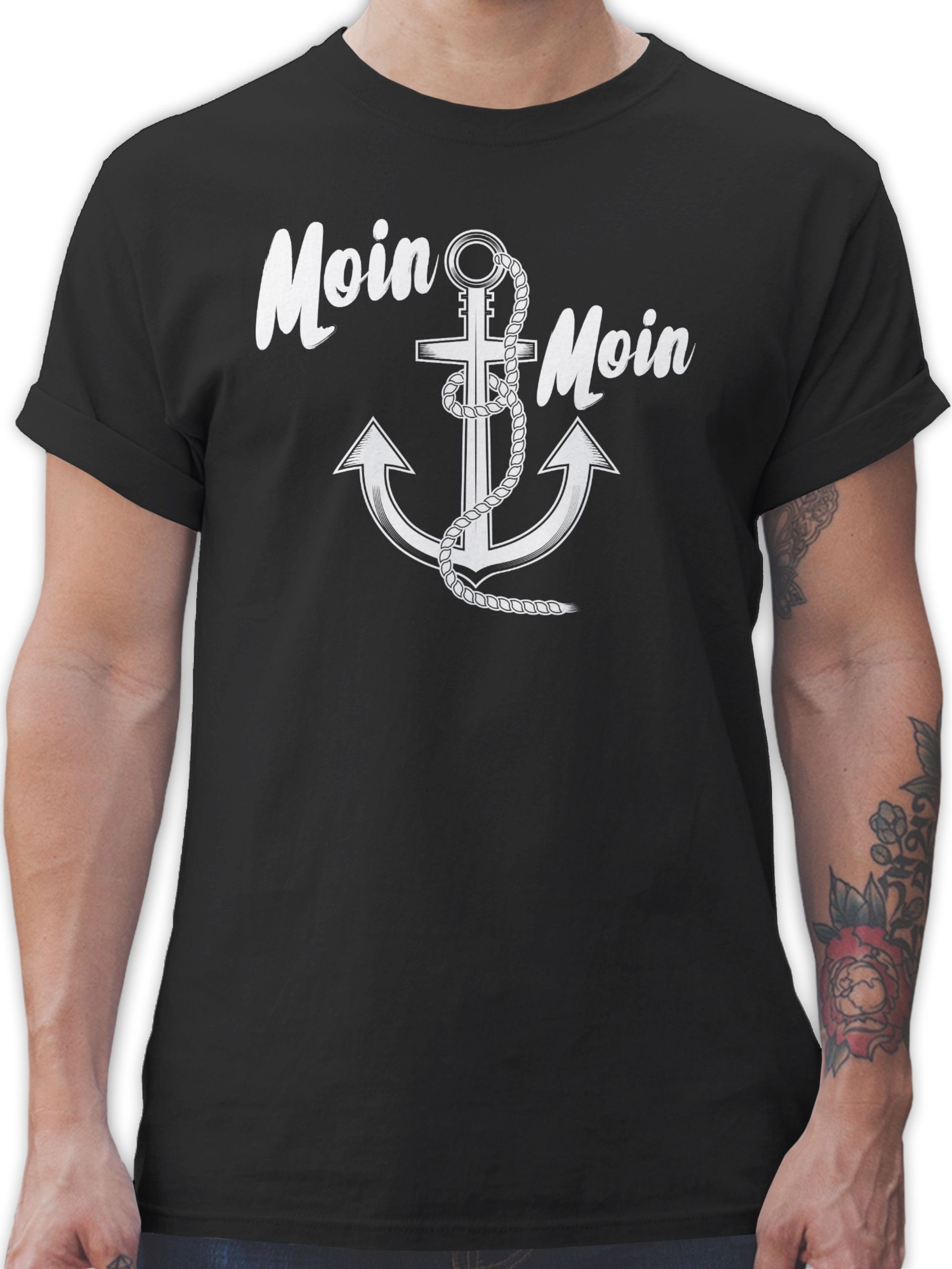 Shirtracer T-Shirt Moin Moin Anker Sprüche Statement