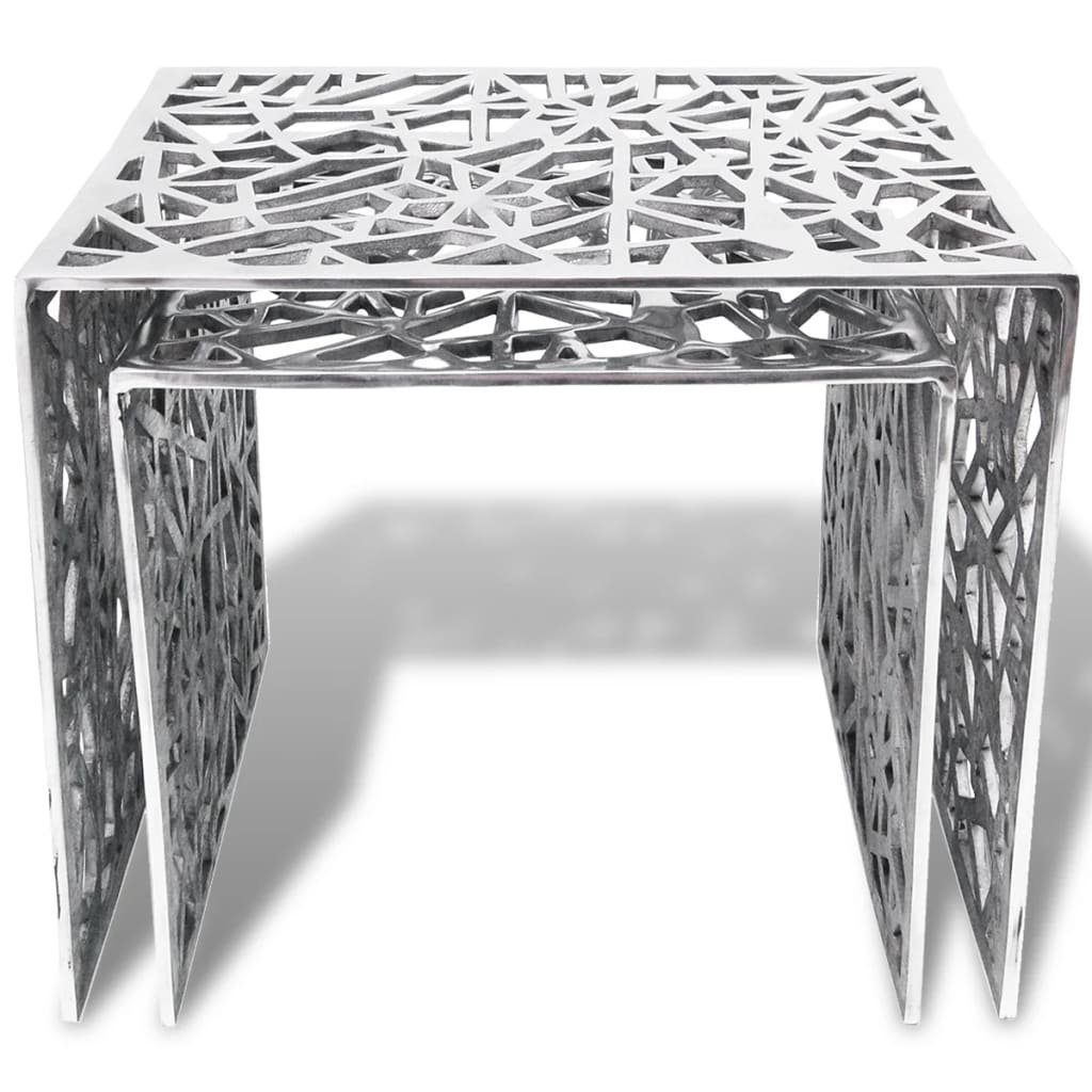 furnicato Beistelltisch Moderne silberne Beistelltische aus Aluminium 49x39x40 cm & 39x39x36 (1-St), Langlebige Satztische als Couchtische für Ihr Zuhause im Wohnzimmer