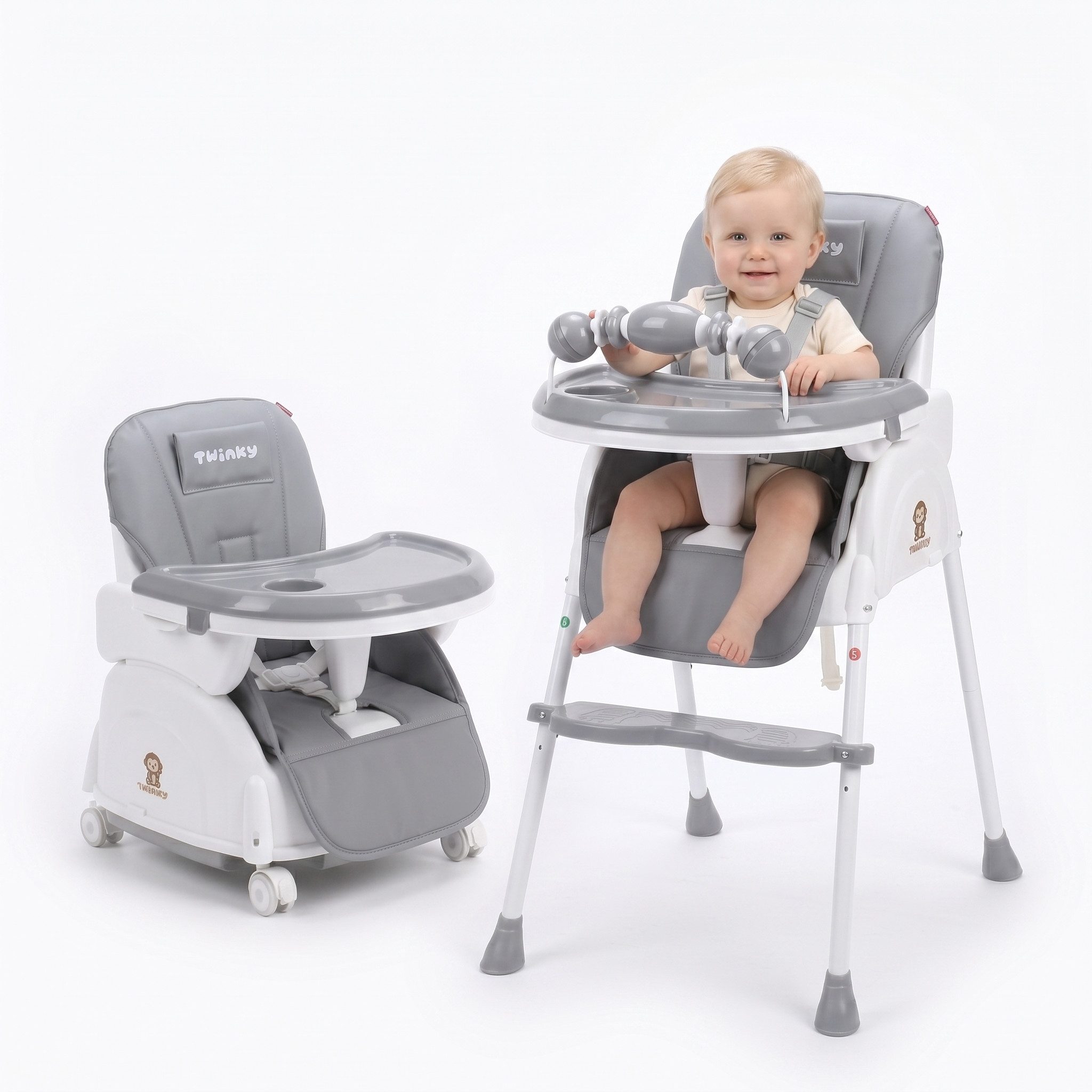 TWINKY Kinderklappstuhl Kinder-Esstuhl, 2 in 1 Hochstuhl baby, Kinderklappstuhl, 3 in 1