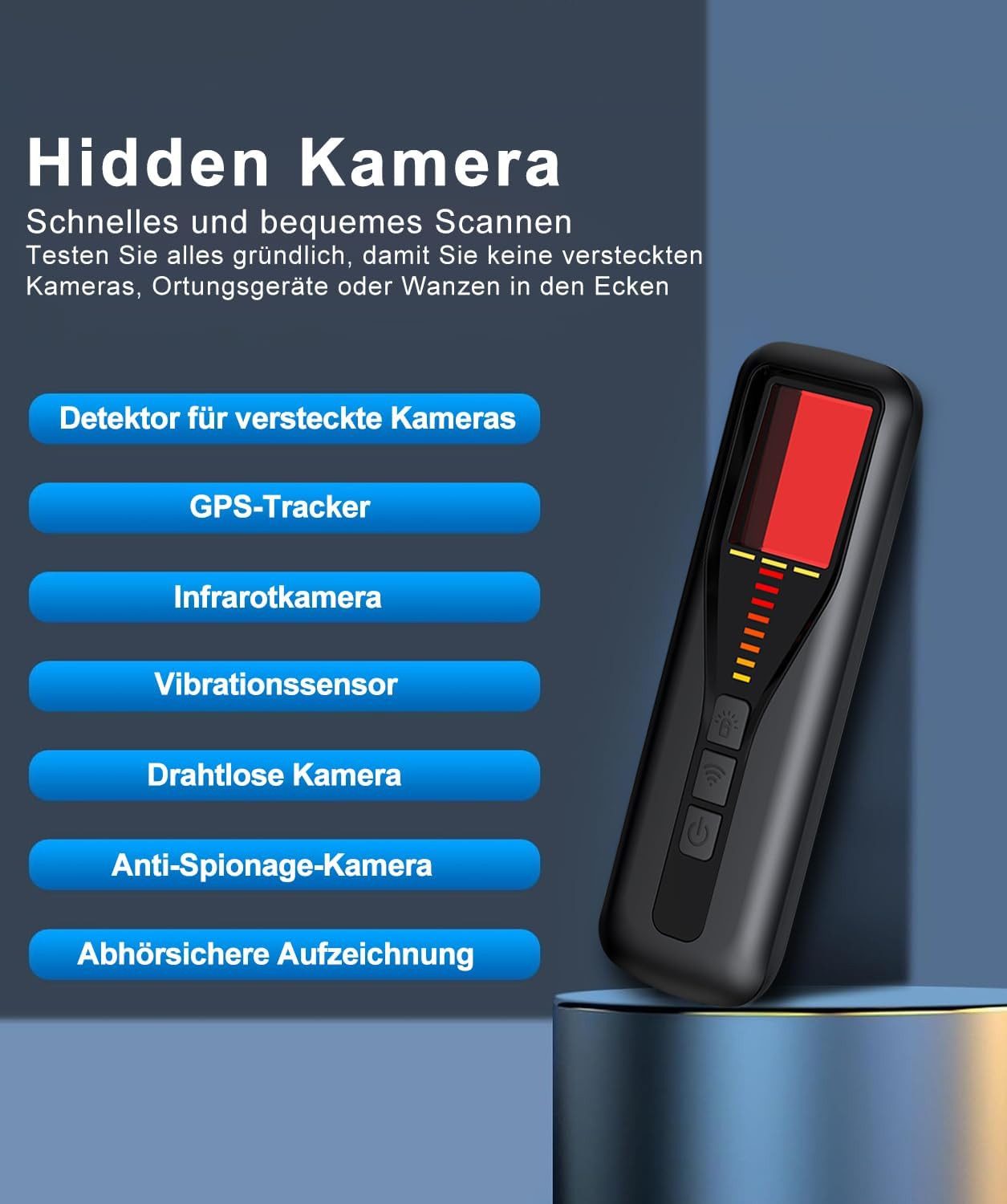 SpionProfi Überwachungskamera Zubehör Detektor Kamera Mini Überwachungskamera Finder Wanzen Gps Ortungsgerät (1-tlg., Detektor für Wanzen Spycam Versteckte Kamera Gps Tracker uvm)