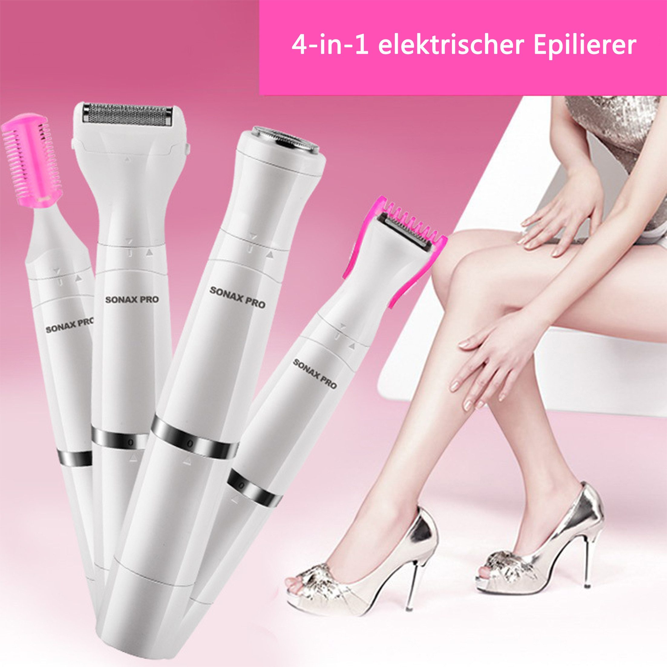 KINSI Körperrasierer 4-in-1 Elektrischer Enthaarer für Frauen,Rasierer & Epilierer, für Intimbereich, Achseln, Augenbrauen & Körper