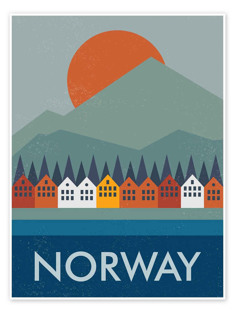 Posterlounge Poster Swissty, Bergen, Norwegen, Wohnzimmer Skandinavisch Grafikdesign