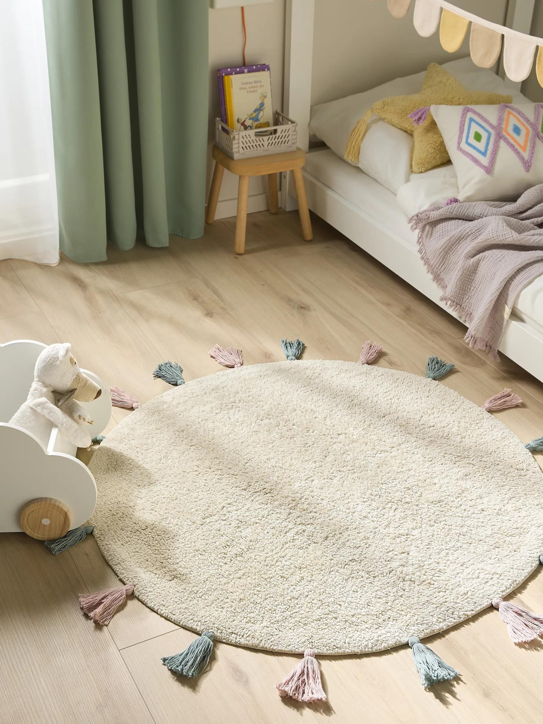 benuta Kinderteppich Malu, rund, Höhe: 6 mm, Kunstfaser, Berber, Ethno-Style, Wohnzimmer