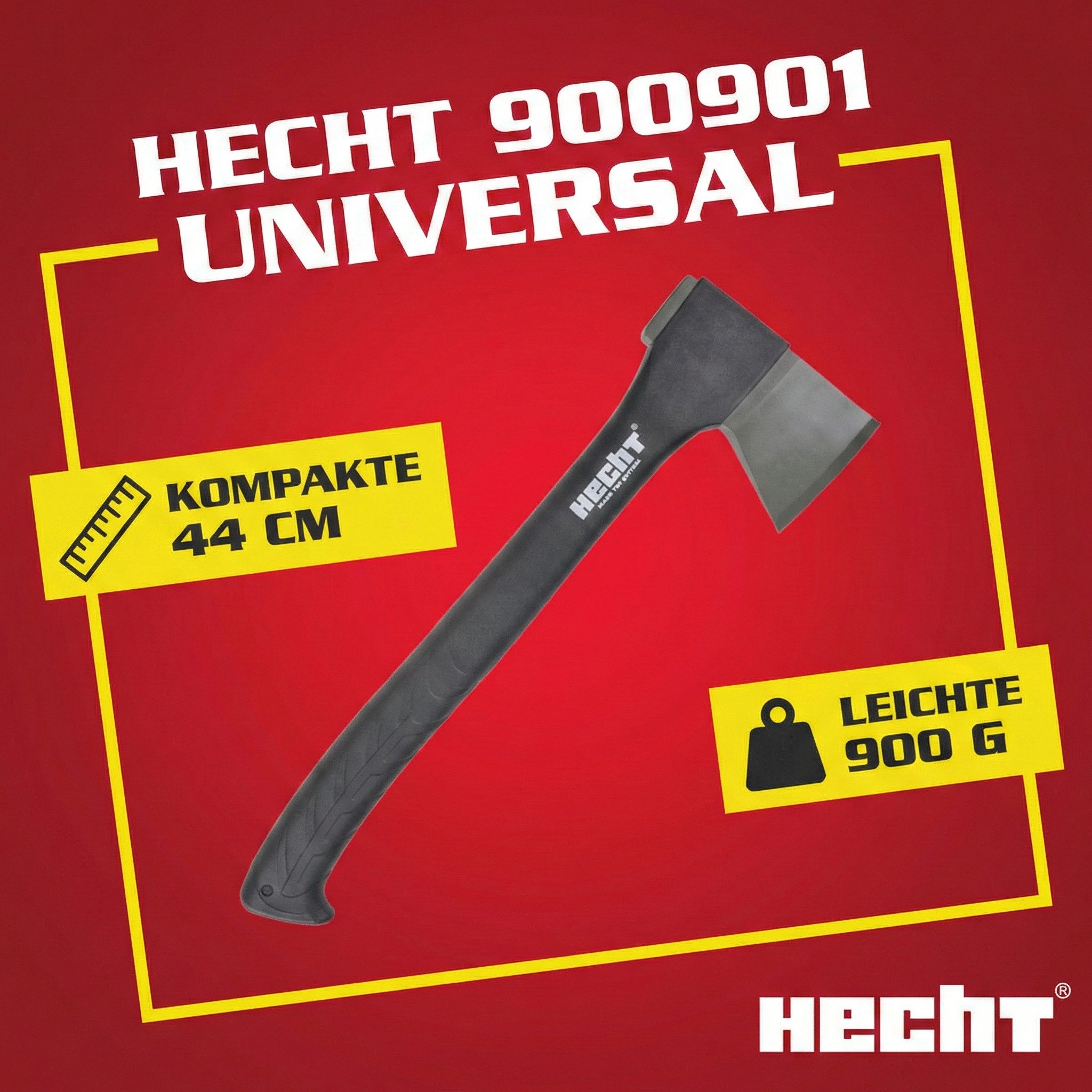 Hecht Universalaxt 900901 44 cm Länge 900 Gramm Teflon beschichtet, 44 cm Länge, mit Schutzkappe mit Tragegriff