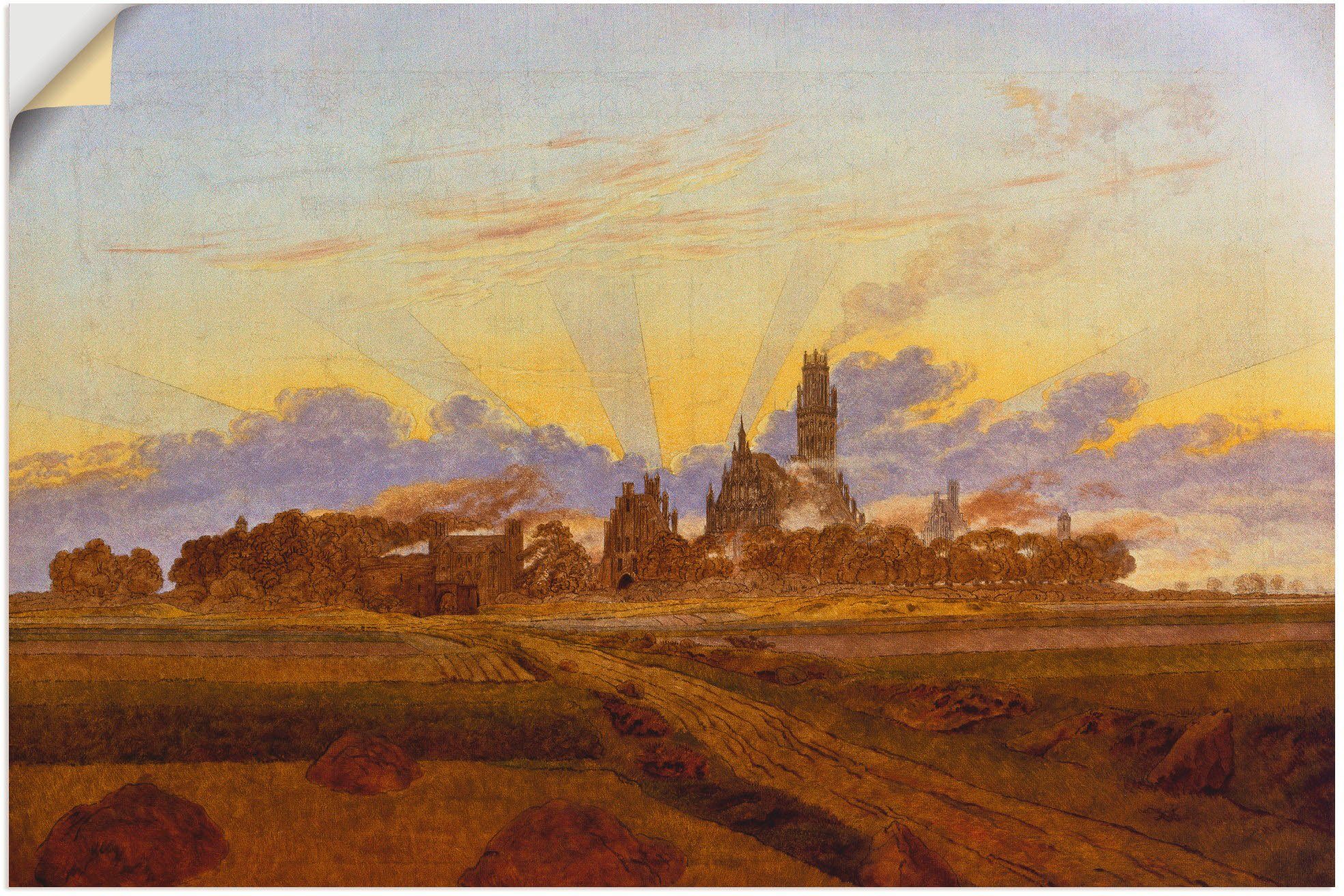 1835., (1 Neubrandenburg. Wandbild oder Europa als versch. Artland St), Poster in Größen Leinwandbild, Wandaufkleber Das brennende Alubild,