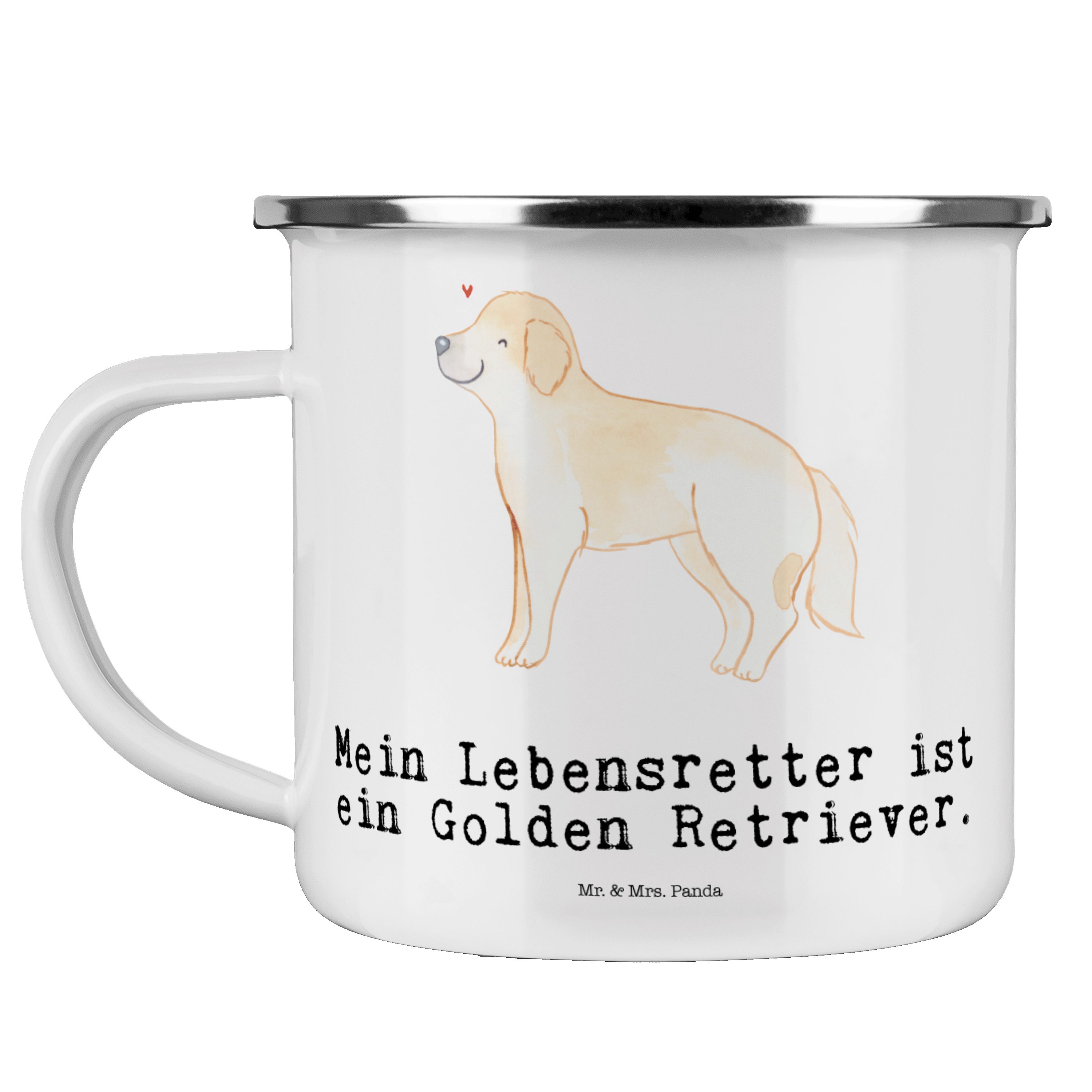 Mr. & Mrs. Panda Becher Golden Retriever Lebensretter - Weiß - Geschenk, Hundebesitzer, Metal, Emaille