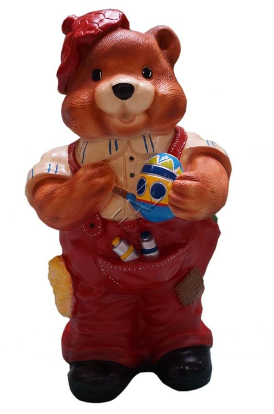 JVmoebel Dekofigur Design Teddy Bär Maler Figur Statue Skulptur Figuren Skulpturen Rot