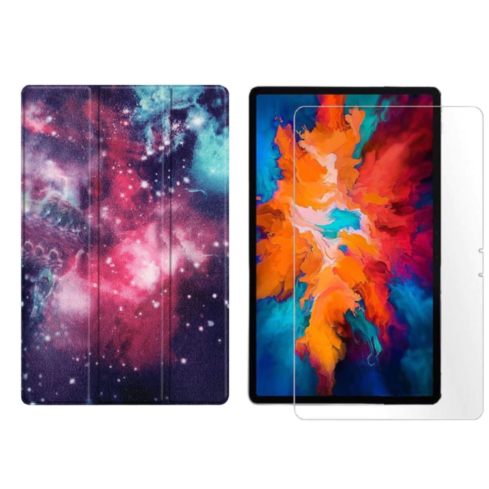 Lobwerk Tablet-Hülle 2in1 Set (Hülle + Glas) für Lenovo Tab P11 2021 TB-J606F TB-J606X 11, Wake & Sleep Funktion, Sturzdämpfung, Aufstellfunktion