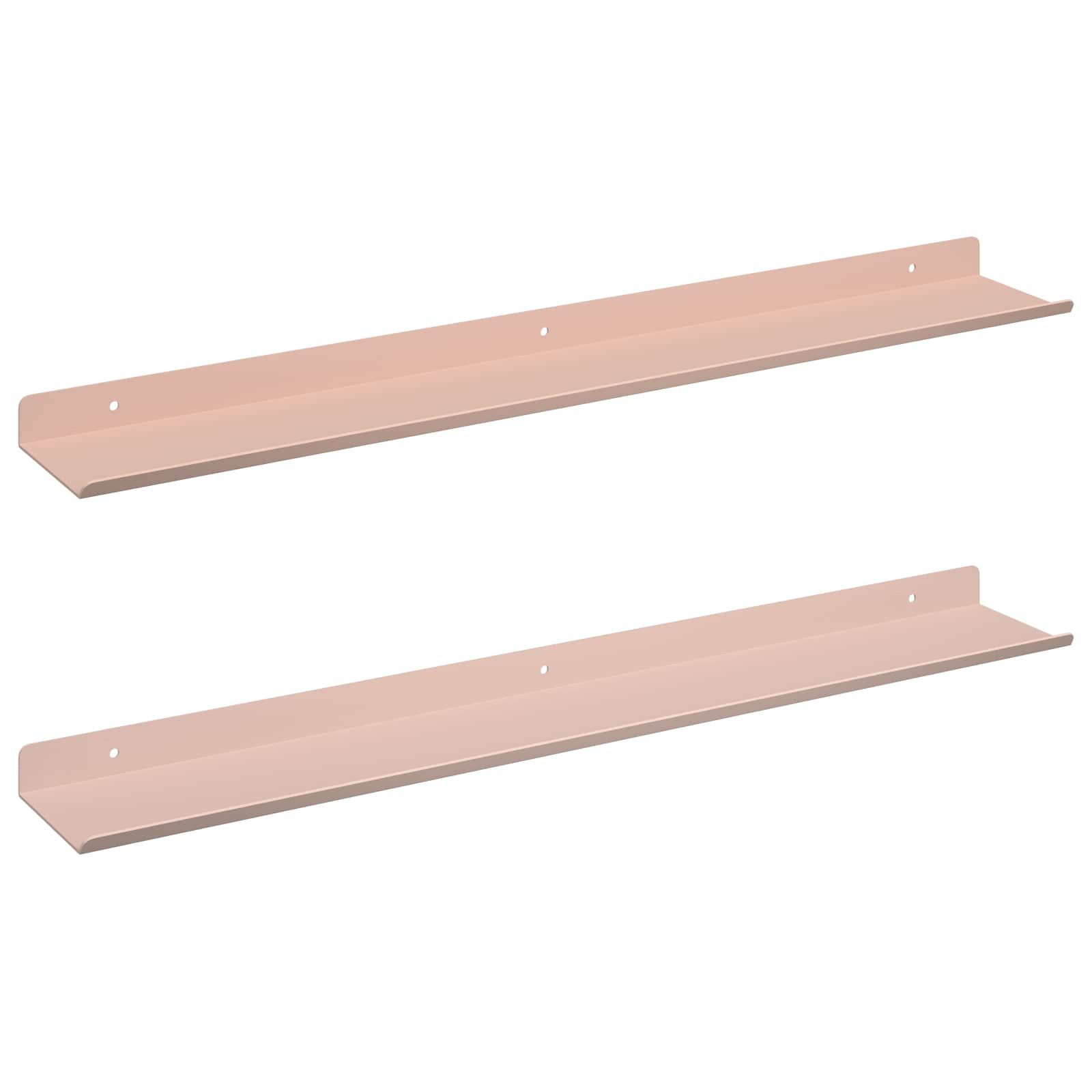 vidaXL Regal Schwebendes Regal 2 stk. Rosa 60 x 8,5 x 2,5 cm Stahl, 2-tlg.