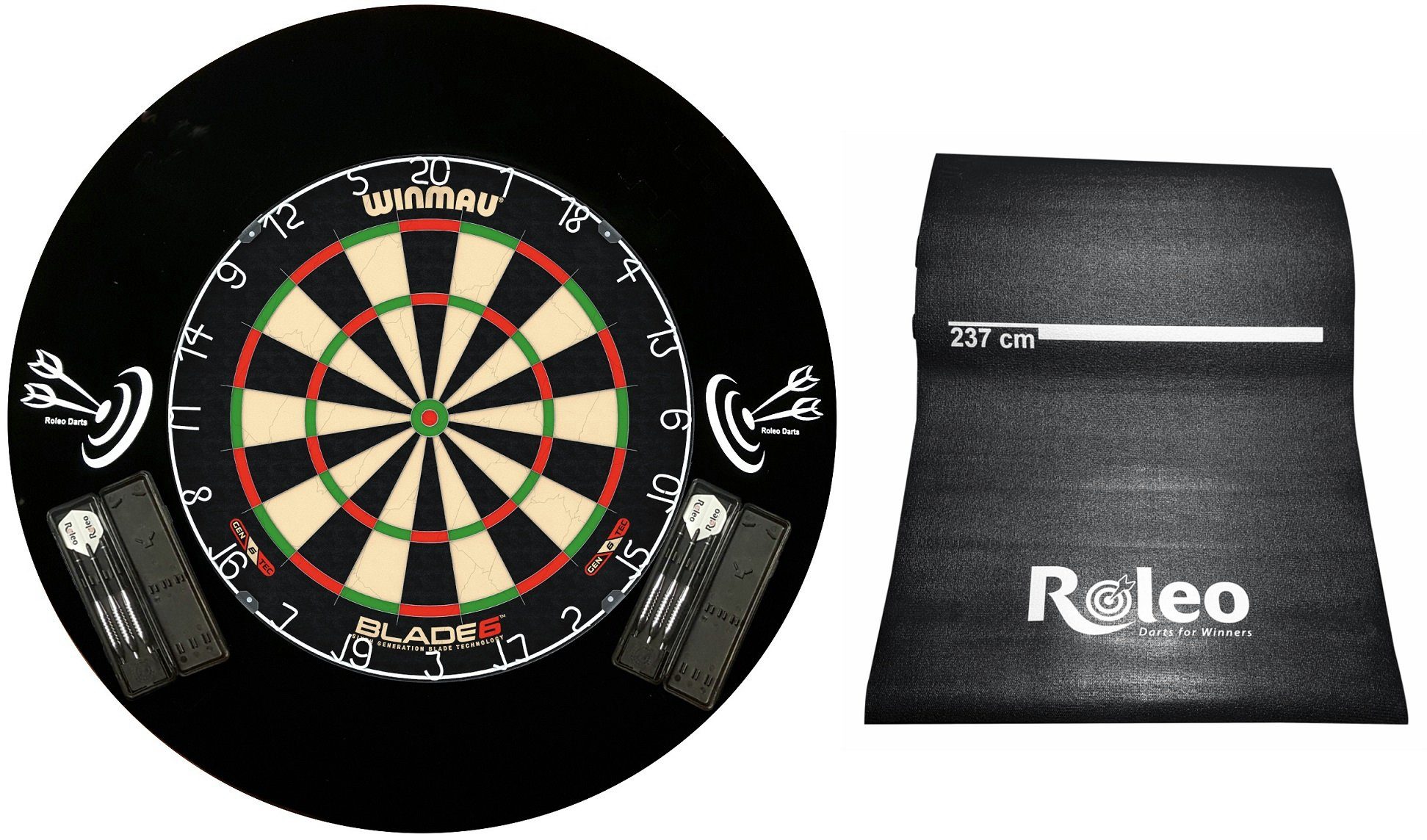 Dartscheibe Steeldart Profi Set Scheibe Blade 6 + 2 Set Pfeile + Catchring + Matte