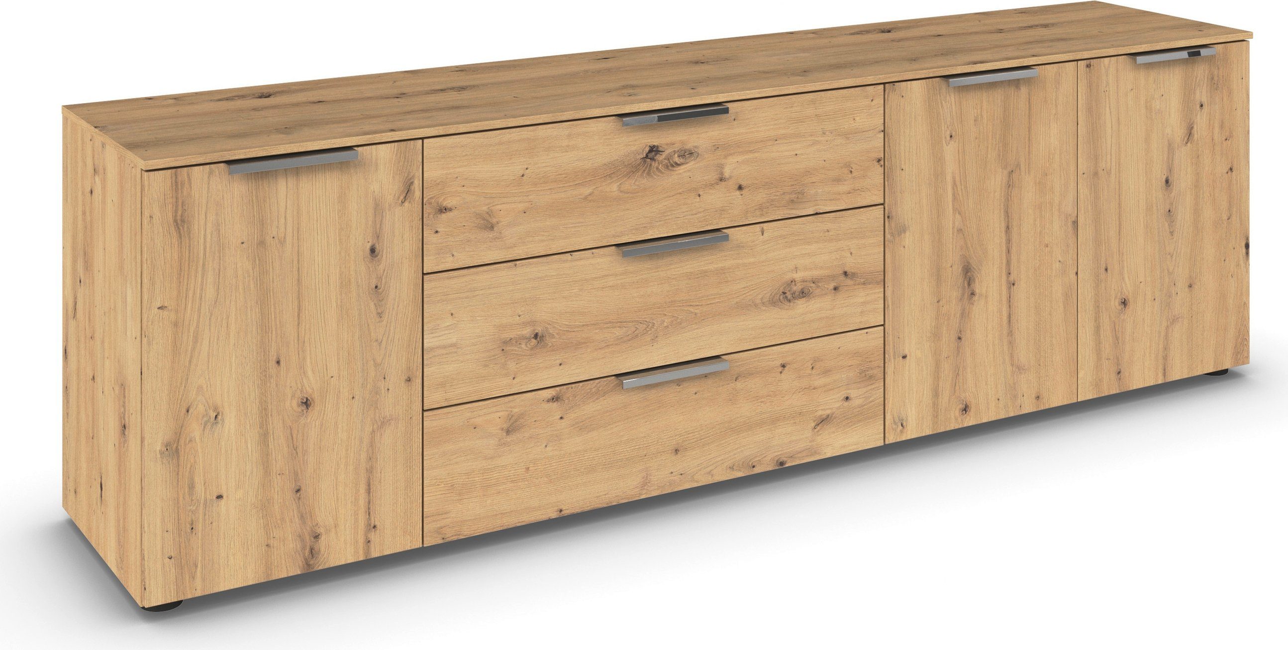 rauch Schubkastenkommode Kommode Türkommode Sideboard Kombikommode FLIPP (Breite 200 cm mit 2 Einlegeböden), 3-türig mit 3 Schubladen und Soft-Close-Funktion