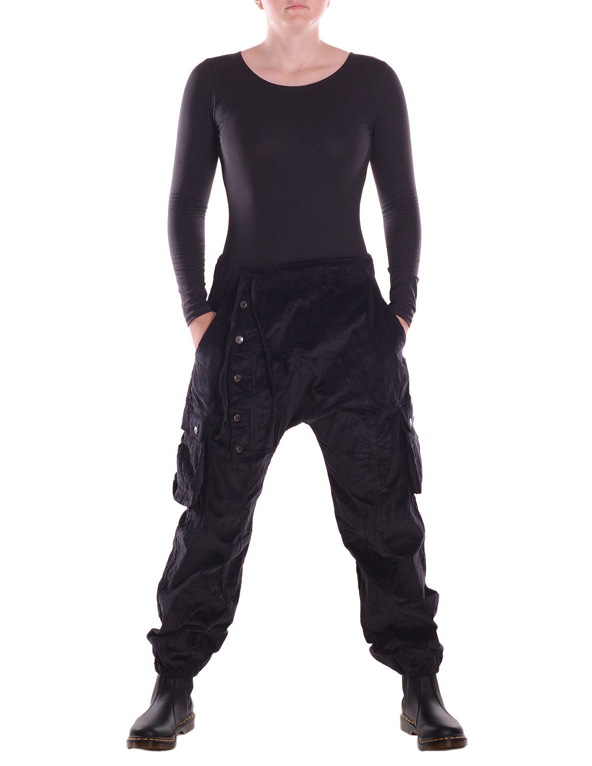 Vishes Cordhose Vishes Cordhose Haremshose warm mit Band und Knöpfe Ethno, Goa, Festival Style – Bild 4 von 4