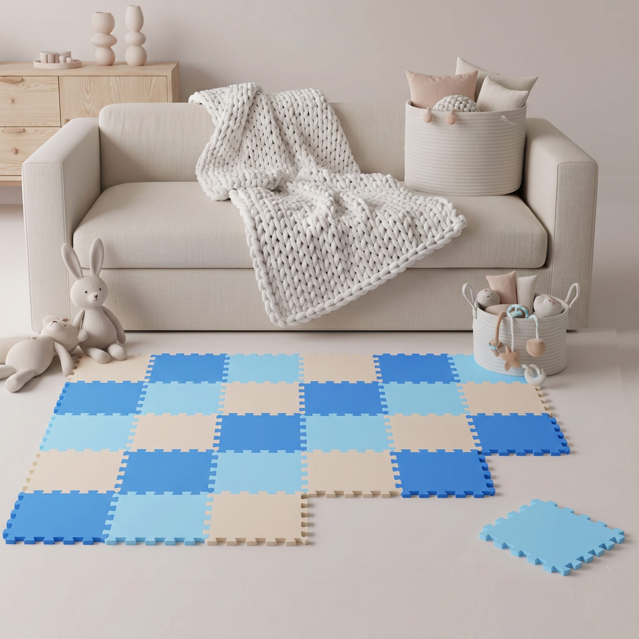 LittleTom Puzzlematte ab dem 1. Tag - 27 Teile Baby Spielmatte - 30 x 30 Kinder Krabbelmatte, (27-tlg), Spielunterlage für Babys und Kleinkinder - Kinderzimmer Puzzleteppich