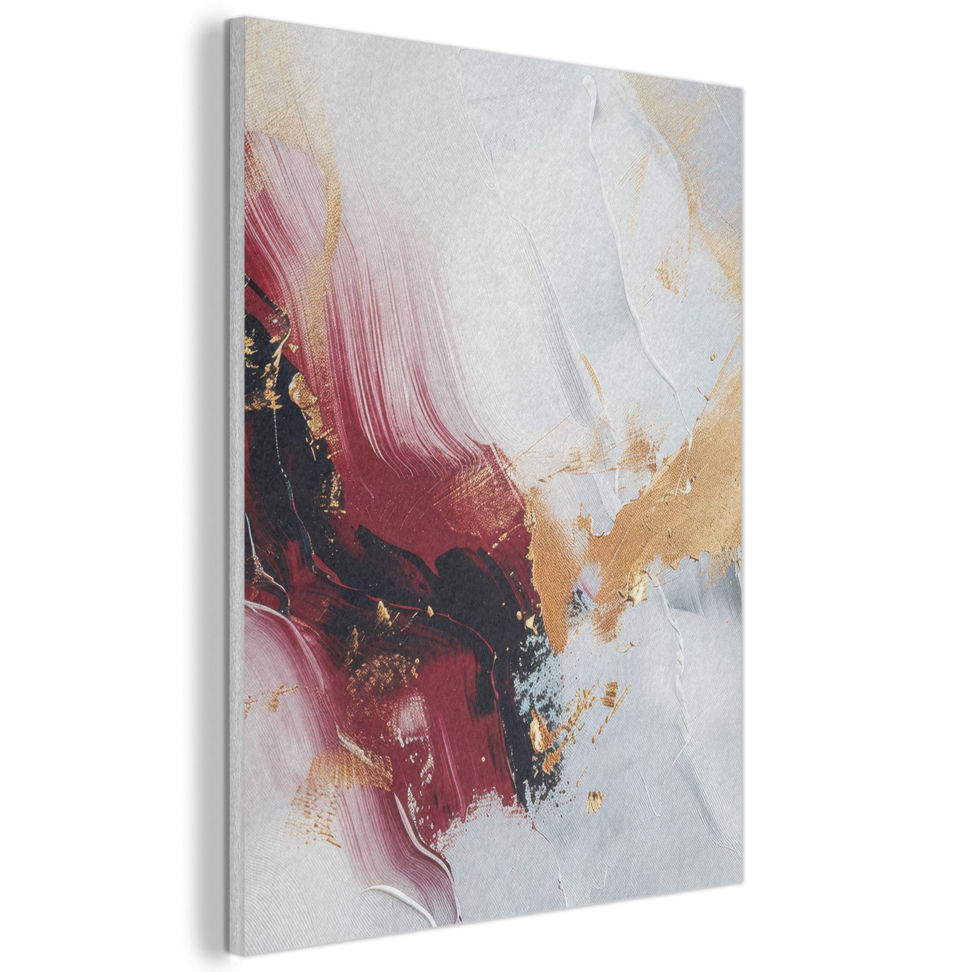 MuchoWow Gemälde Rot - Abstrakt - Gold - Modern, Fotodruck (1 St), Akustikpaneele, Wandpaneele, Schalldämmung, Akustikbilder 30x40 cm