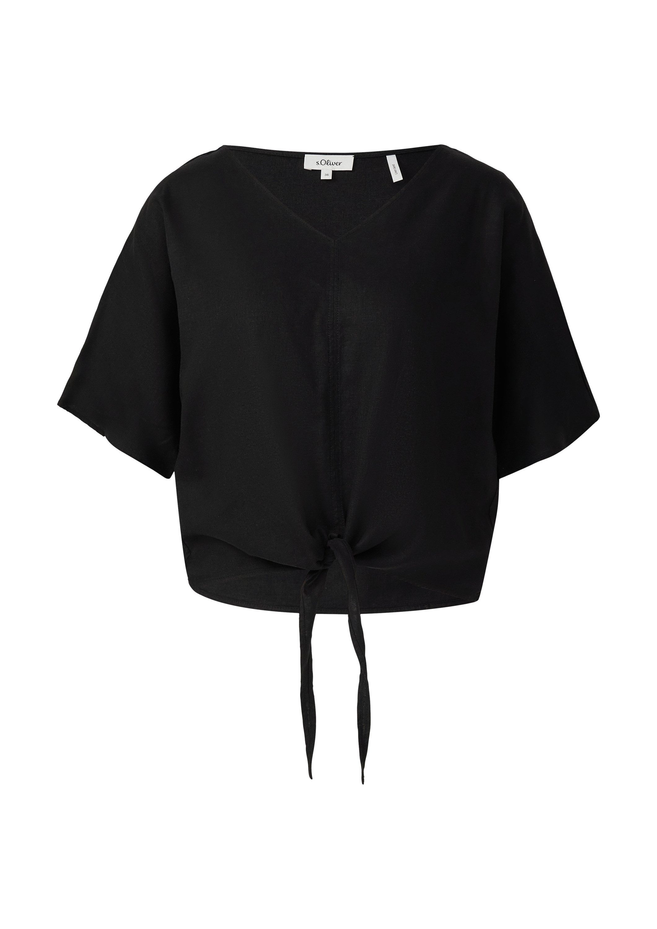s.Oliver Kurzarmbluse Bluse Verkürzte Leinenmix-Bluse im Relaxed Fit günstig online kaufen