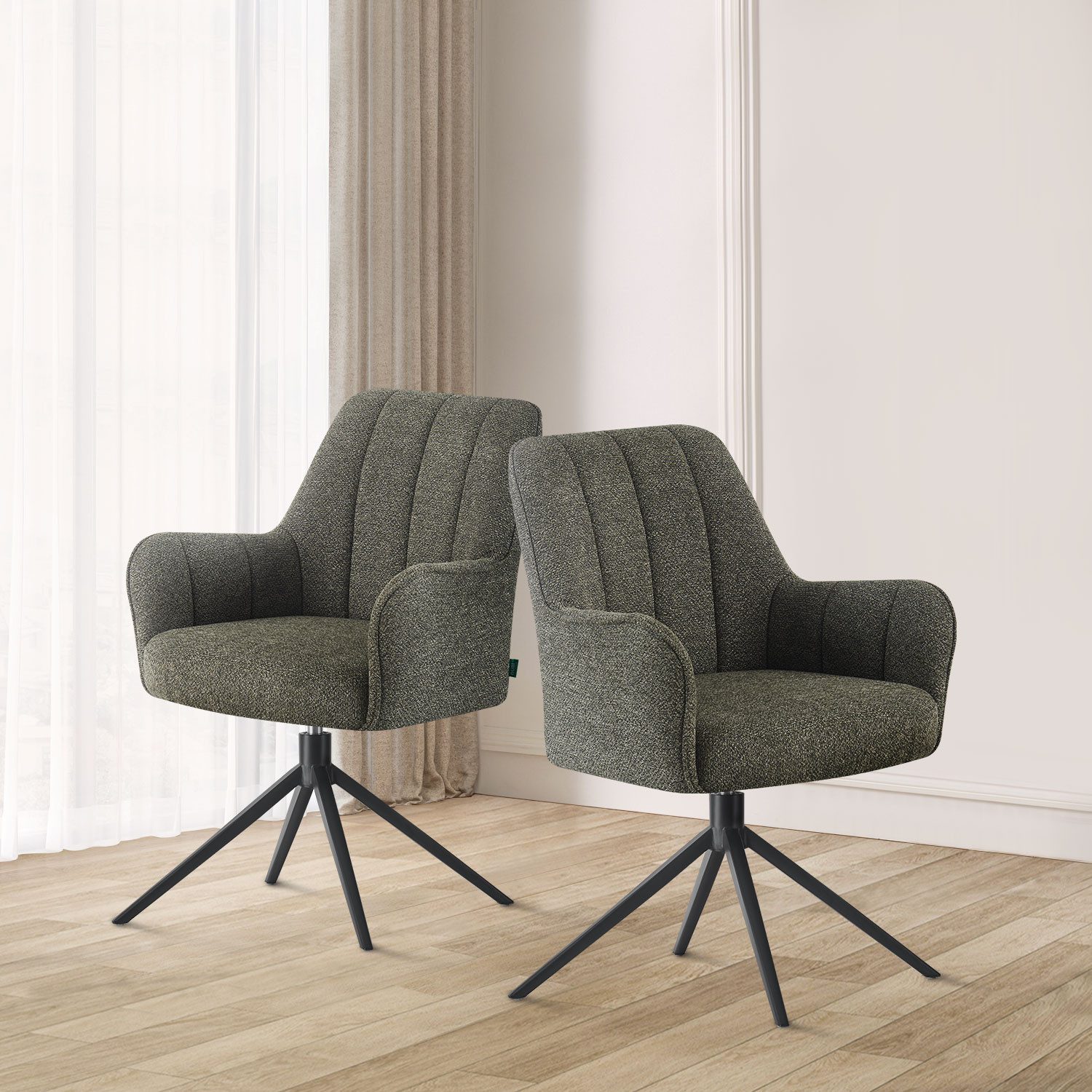 DUBI Möbel Polsterstuhl THOMAS-ZARA, 360° drehbar mit Rückholfunktion 2er-S günstig online kaufen