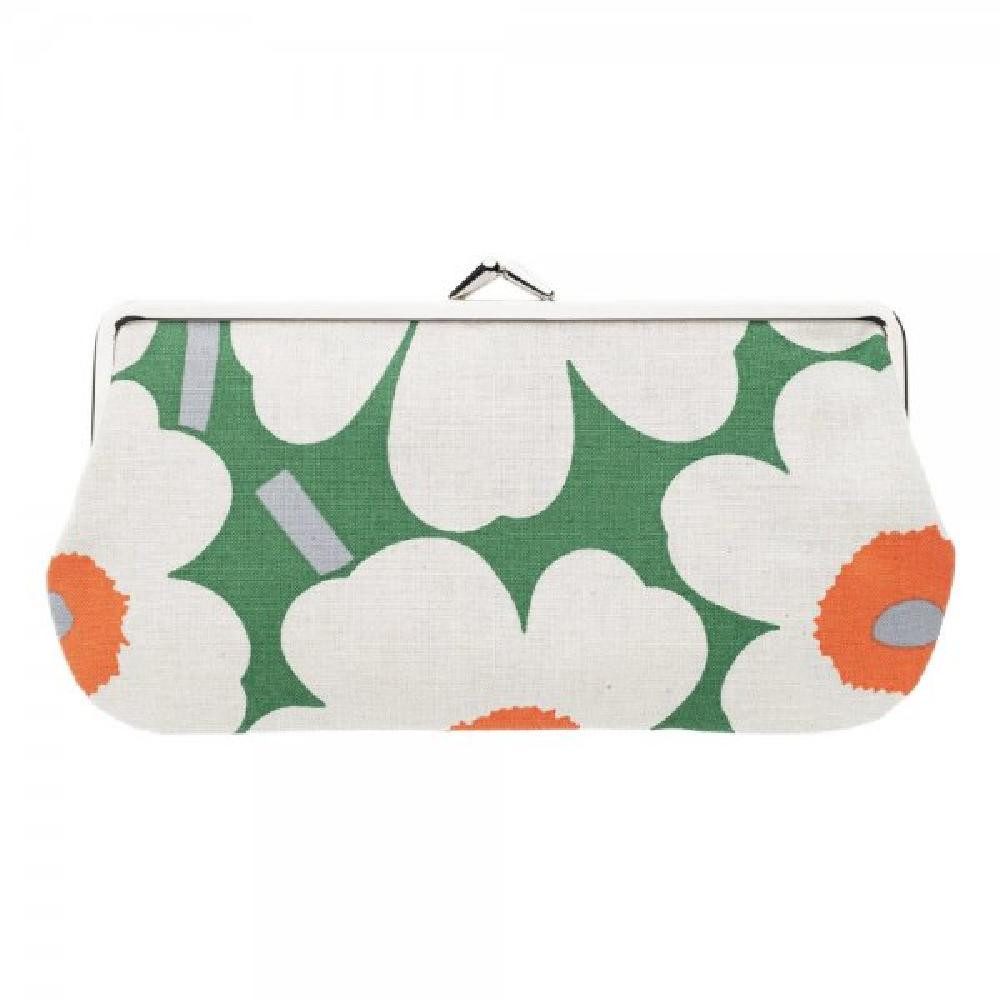 Marimekko Handtasche Portemonnaie Mini Unikko Grün-Orange-Weiß (9x19 cm)