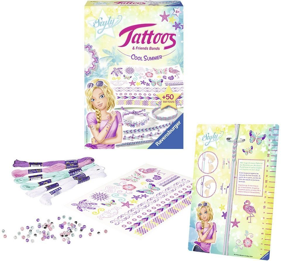 Ravensburger Kreativset So Styly, Tattoos & Friends Bands Cool Summer, (Set), für tolle Armbänder; Made in Europe