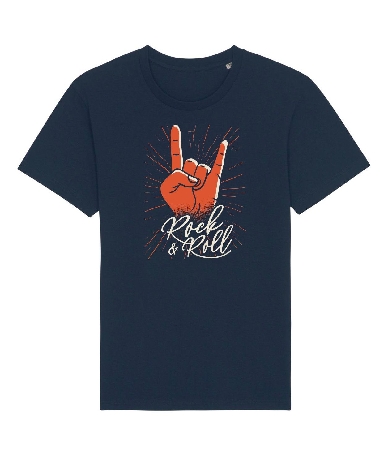 (1-tlg) dunkelblau Apparel wat? Print-Shirt Rock'n'Roll