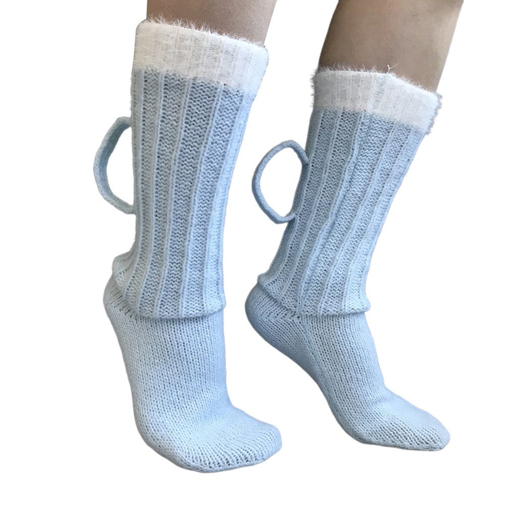 Blusmart Thermosocken Lustige Gehäkelte Bierkrug-Socken, Hochelastische Blau