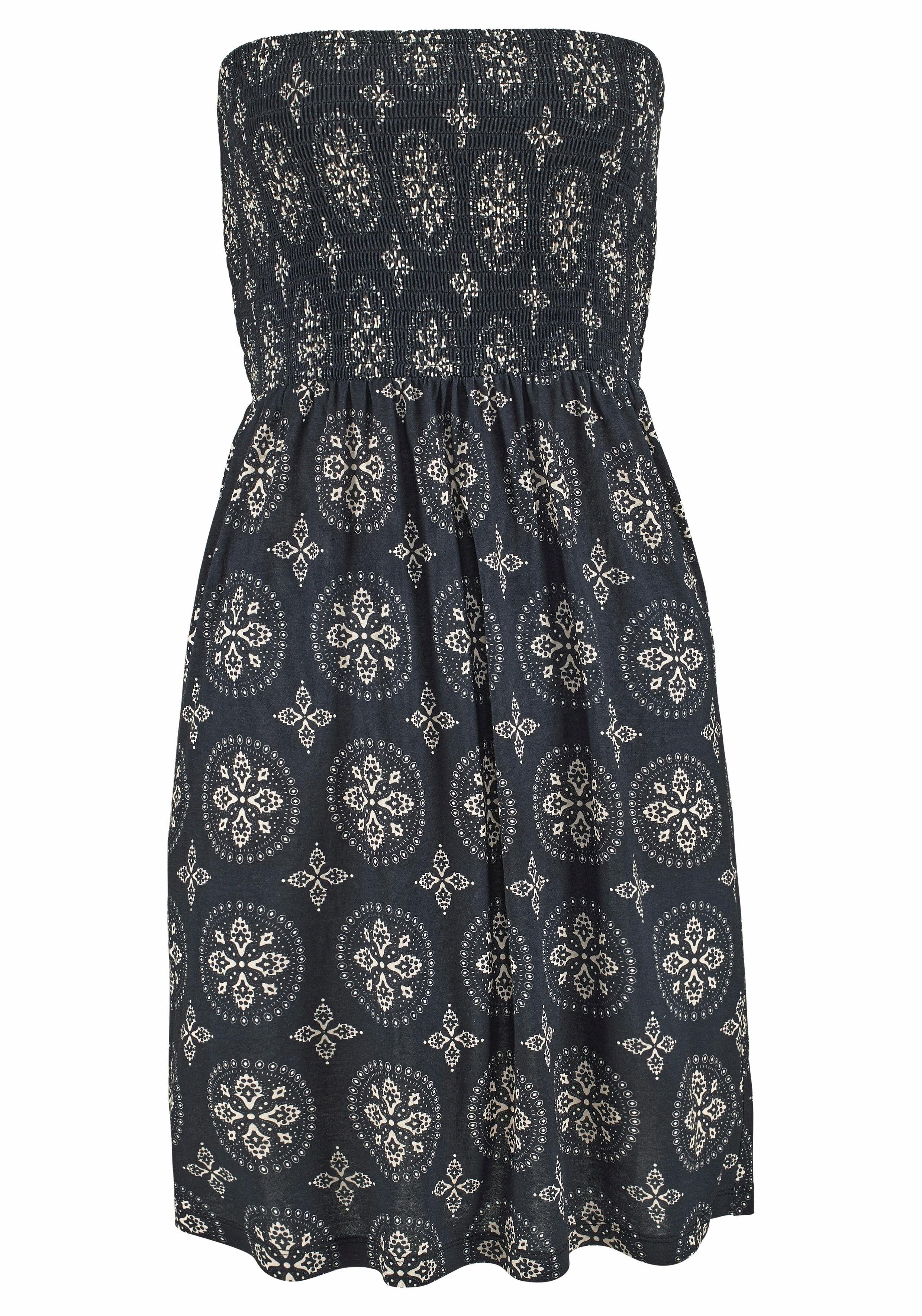 LASCANA Bandeaukleid mit gesmoktem Oberteil im Alloverdruck, schulterfreies Sommerkleid. € 39,99