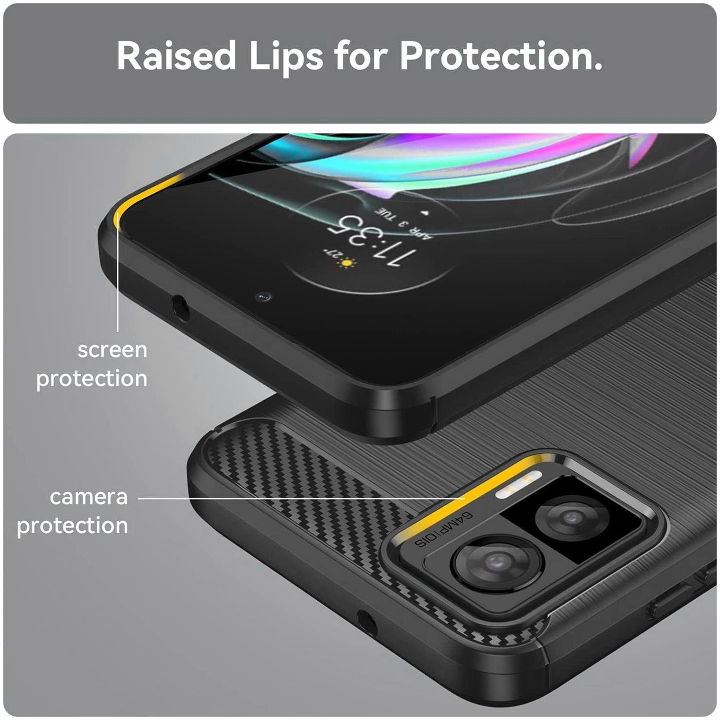 CoolGadget Handyhülle Carbon Handy Hülle für Motorola Edge 30 Neo 6,3 Zoll, robuste Telefonhülle Case Schutzhülle für Motorola Edge 30 Neo Hülle