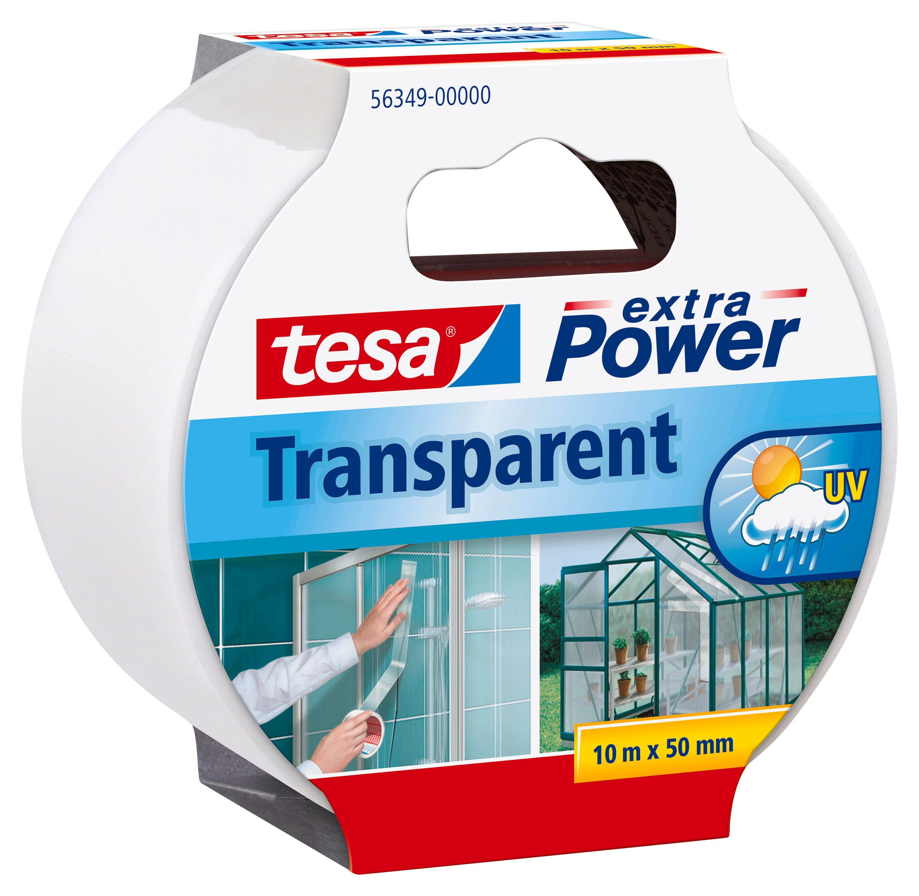 tesa Klebeband 6 x Extra Power Gewebeband (Packung) transparent - je 10 m : 50 mm