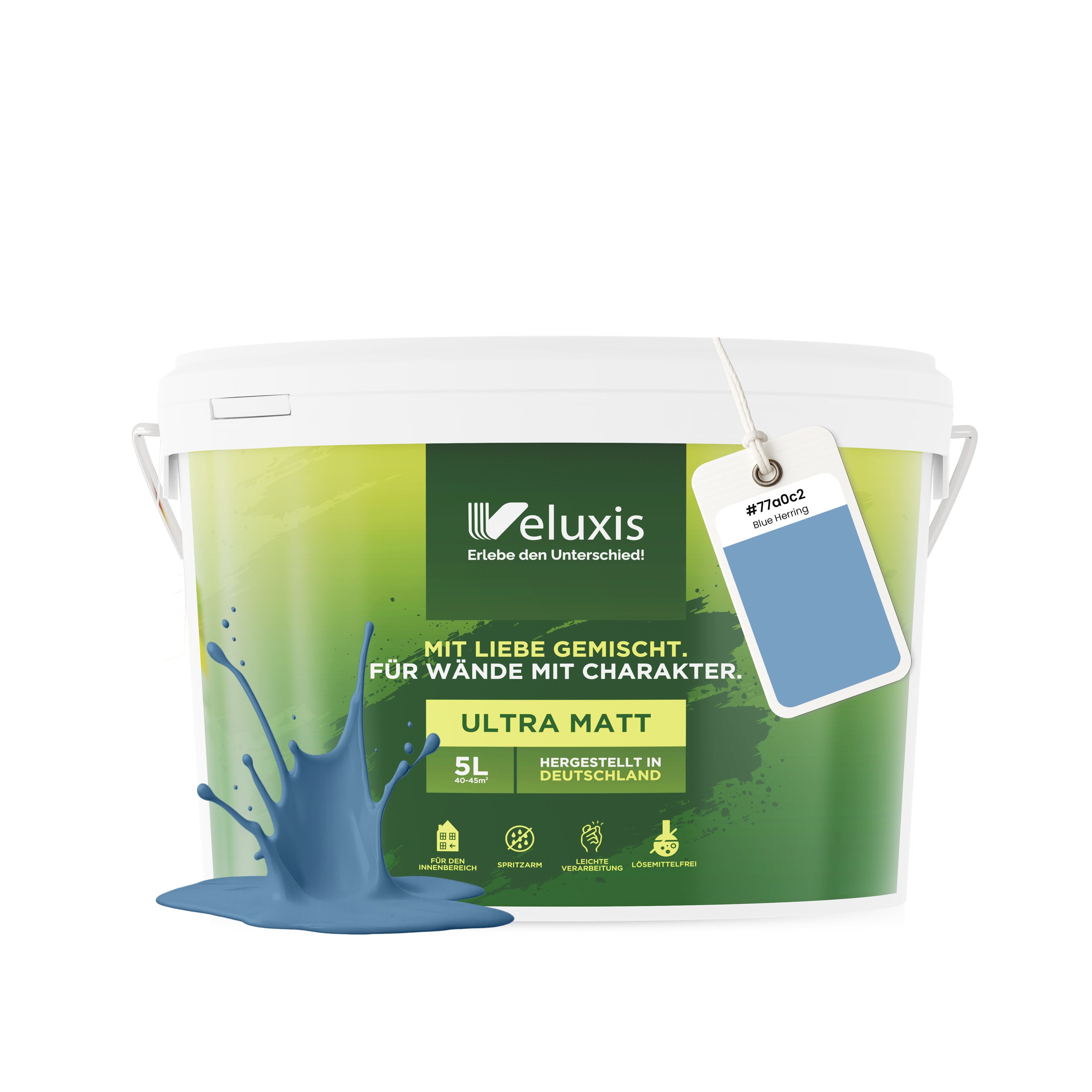 Veluxis Wandfarbe Veluxis® Wandfarbe Universal, Deckkraft-Klasse 1, Streifenfrei, tropfarm & VOC-frei