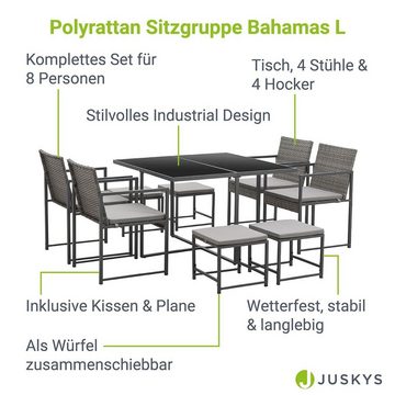 Juskys Garten-Essgruppe Bahamas, wetterfest, platzsparend, Industrial Design, stabil und langlebig