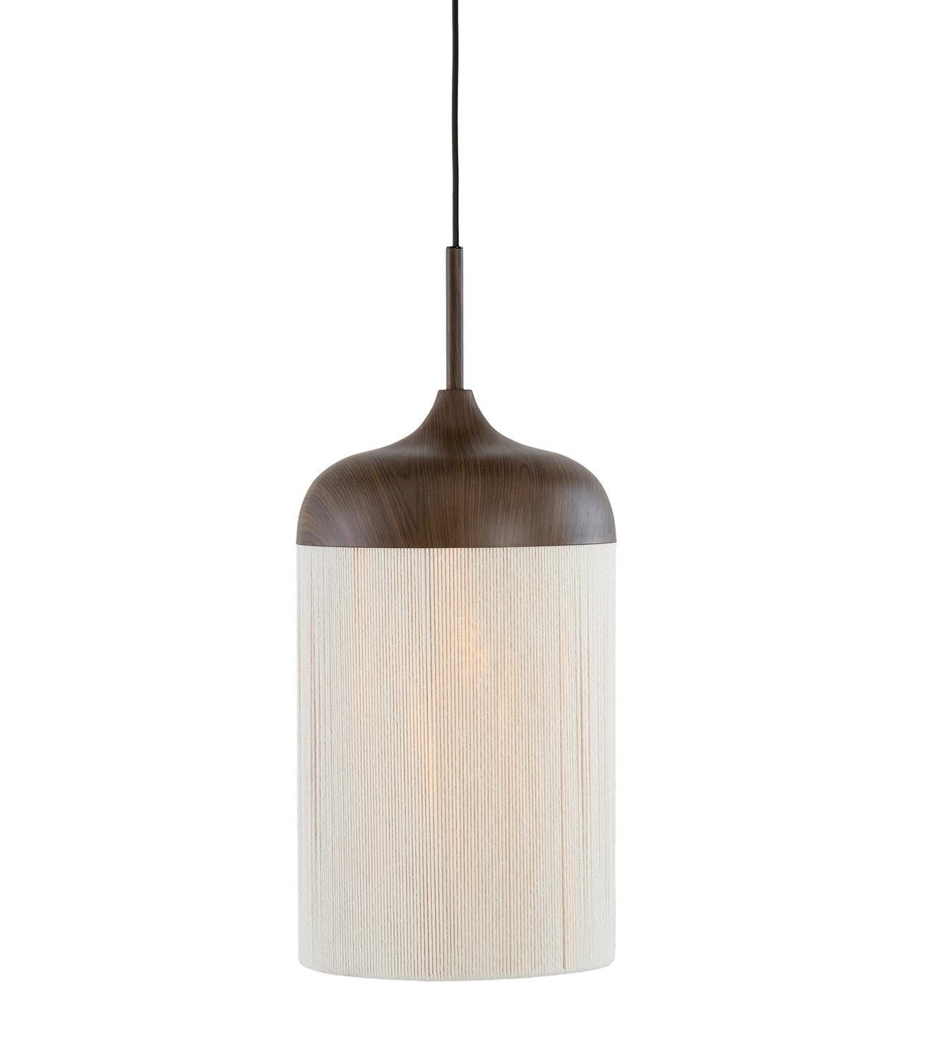 Light & Living Pendelleuchte DANIA, 22 x 41 cm, 1-flammig, Dunkelbraun, Creme, ohne Leuchtmittel, Metall, Lampenschirm mit Baumwollfäden, B 90 x H 32 x T 22 cm