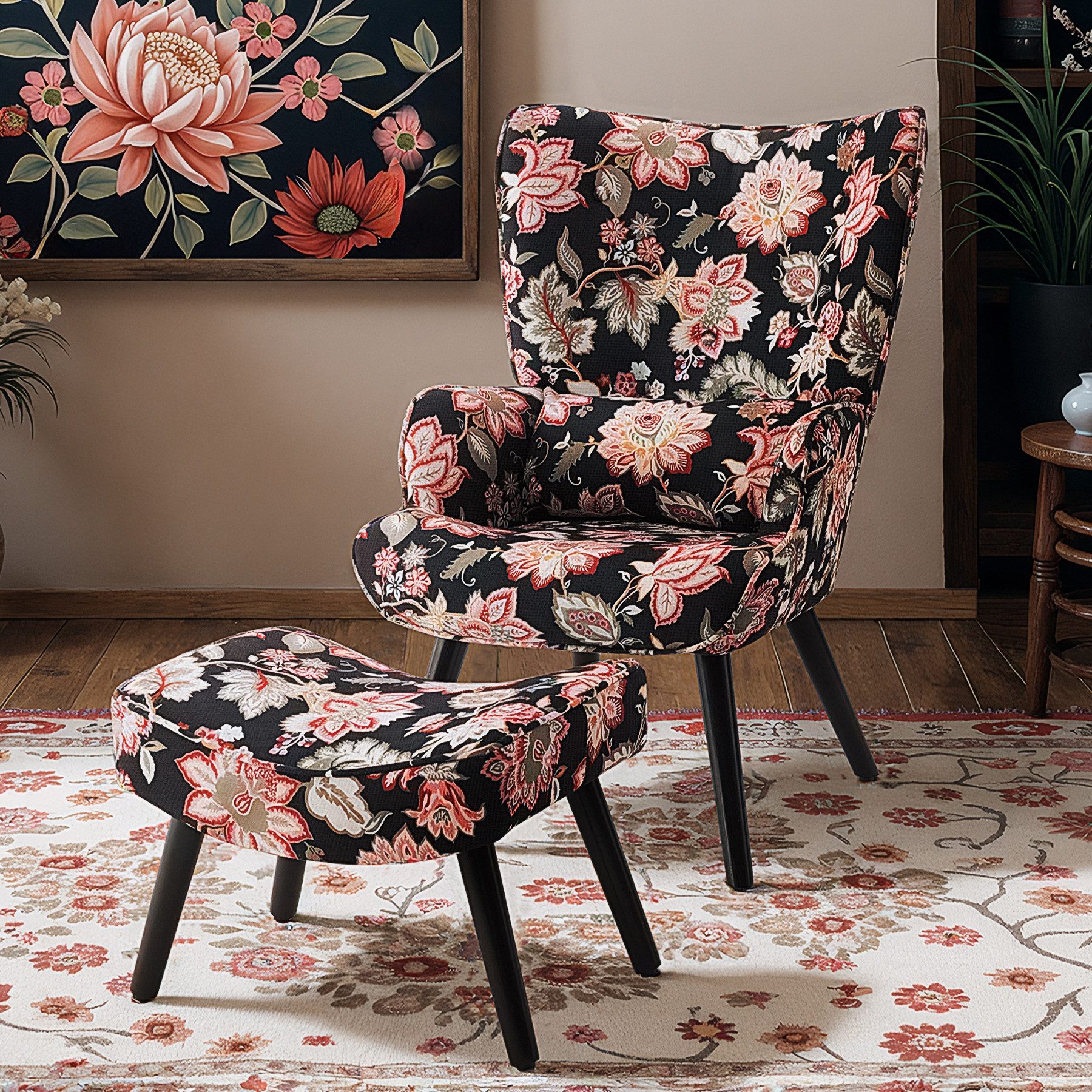 HomeMiYN Ohrensessel Relaxsessel Lehnstühle Patchwork Ohrensessel günstig online kaufen