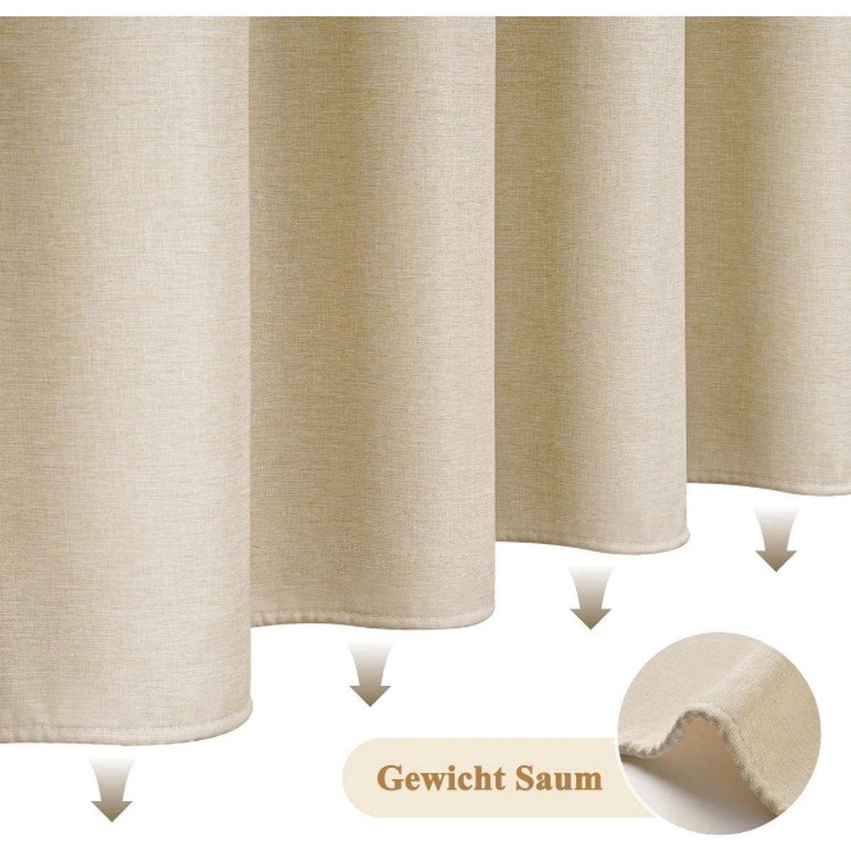 Kraftverdia Duschvorhang Leinen-Look Duschvorhang 180x200cm – Wasserdicht & Waschbar – Bild 2 von 5