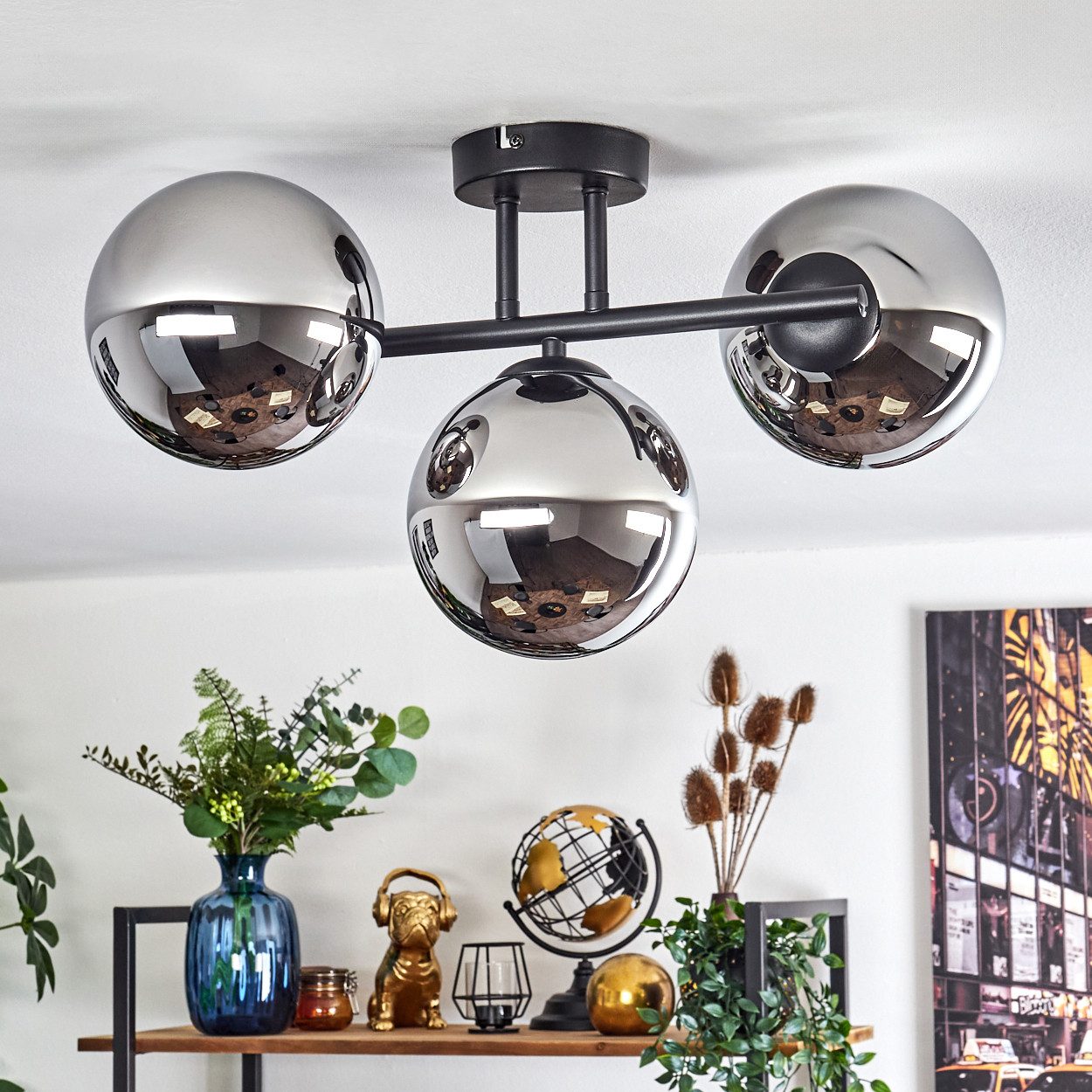 hofstein Deckenleuchte Deckenlampe aus Metall/Glas in günstig online kaufen