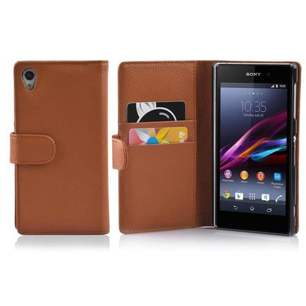 Cadorabo Handyhülle für Sony Xperia Z1 Hülle Sony Xperia Z1, Klappbare Handy Schutzhülle - Hülle - mit Standfunktion und Kartenfach