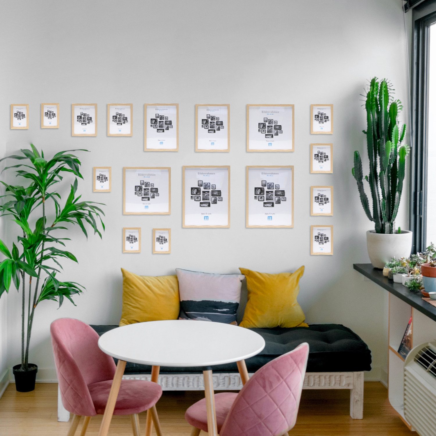 M MERCEO Bilderrahmen, 17-tlg. Bilderrahmen-Set Natur günstig online kaufen