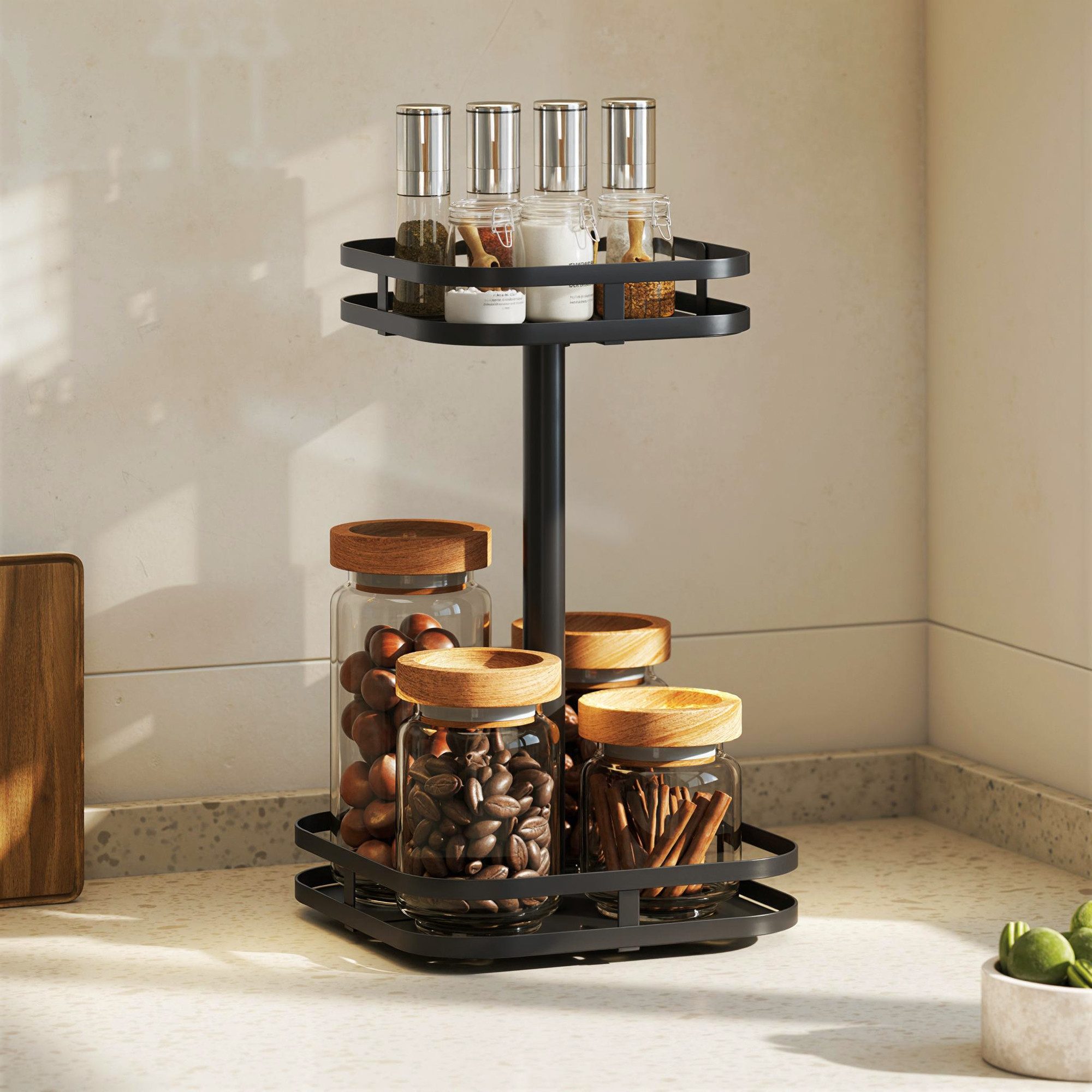 HOMCOM Gewürzregal mit Erhöhtem Ränder, Saugfüße, 2-stufig 360° drehbarer K günstig online kaufen