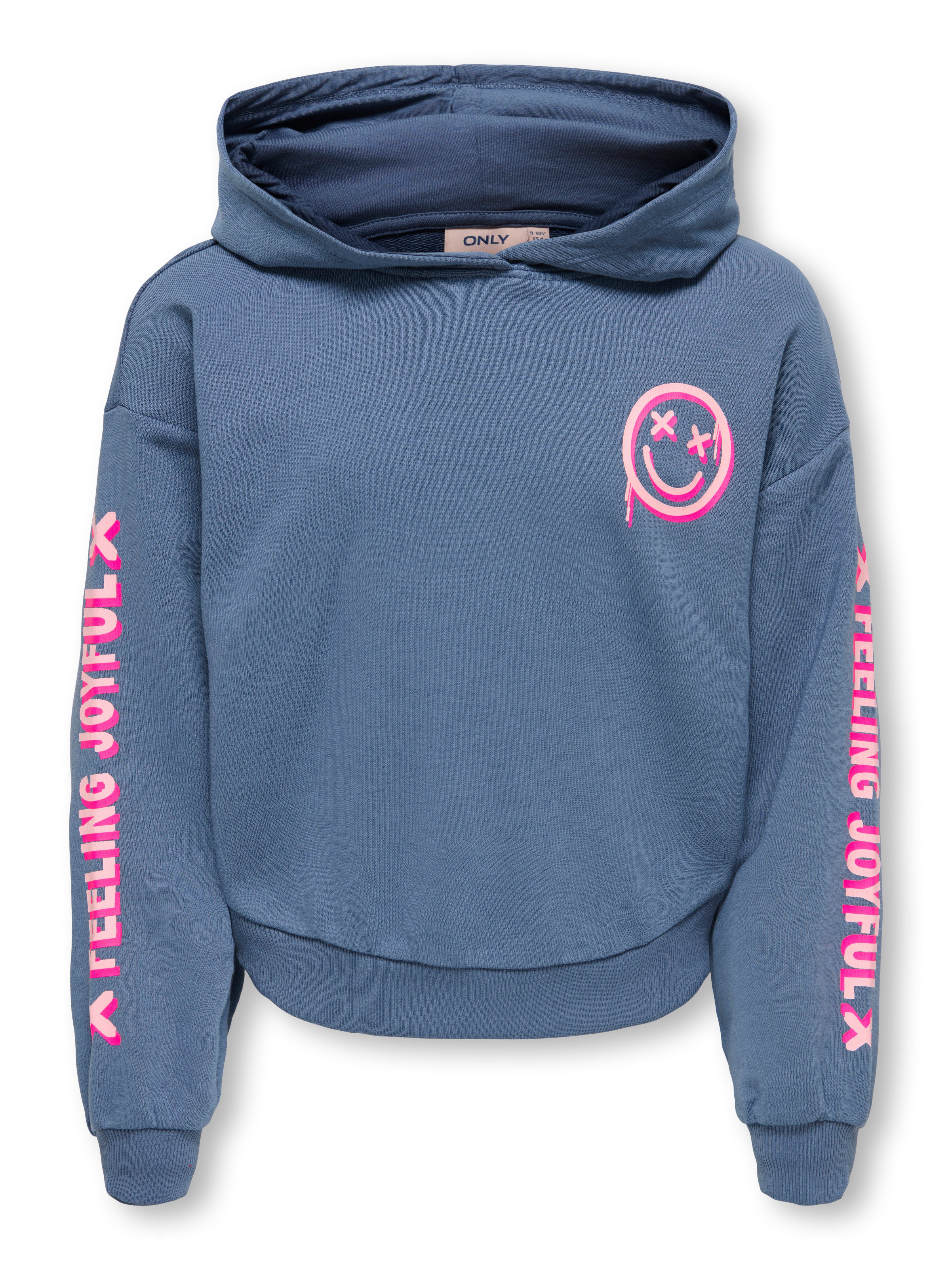 KIDS ONLY Kapuzensweatshirt KOGSMILE LIFE L/S HOOD UB SWT NOOS Baumwollmischung, loose fit