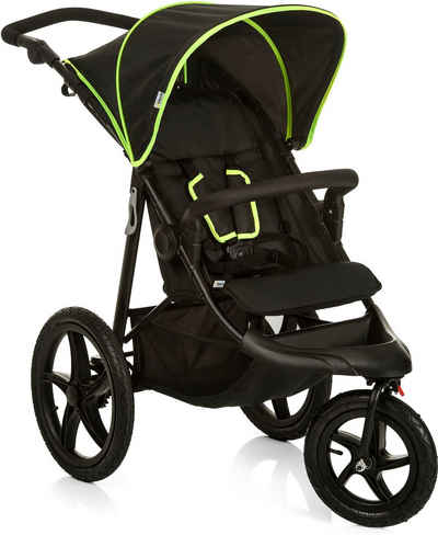 Hauck Dreirad-Kinderwagen Runner black/neon yellow, mit schwenk- und feststellbarem Vorderrad